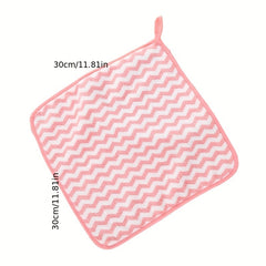 Striped Pattern Hanging Towel Coral Fleece Fingertip Towel