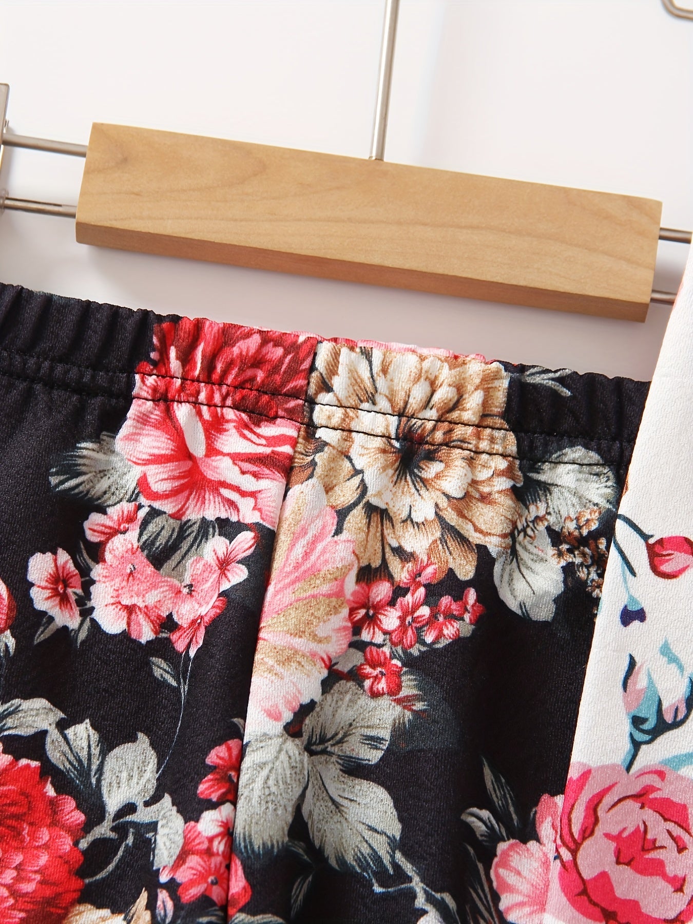 Girls Floral Print Leggings Two Pack Trousers 2-6 Years