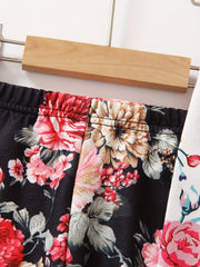 Girls Floral Print Leggings Two Pack Trousers 2-6 Years