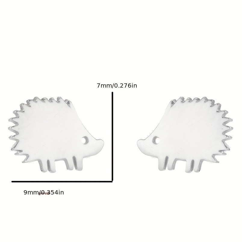 2pcs Men's Stainless Steel Hedgehog Stud Earrings
