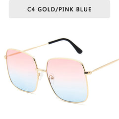 Vintage Oversize Square Sunglasses UV Protection Gradient Lens