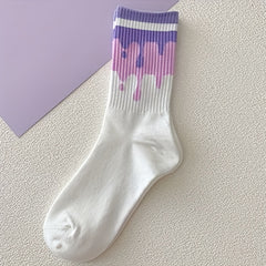 6 Pairs Heart Print Mid Tube Socks Women's Stockings