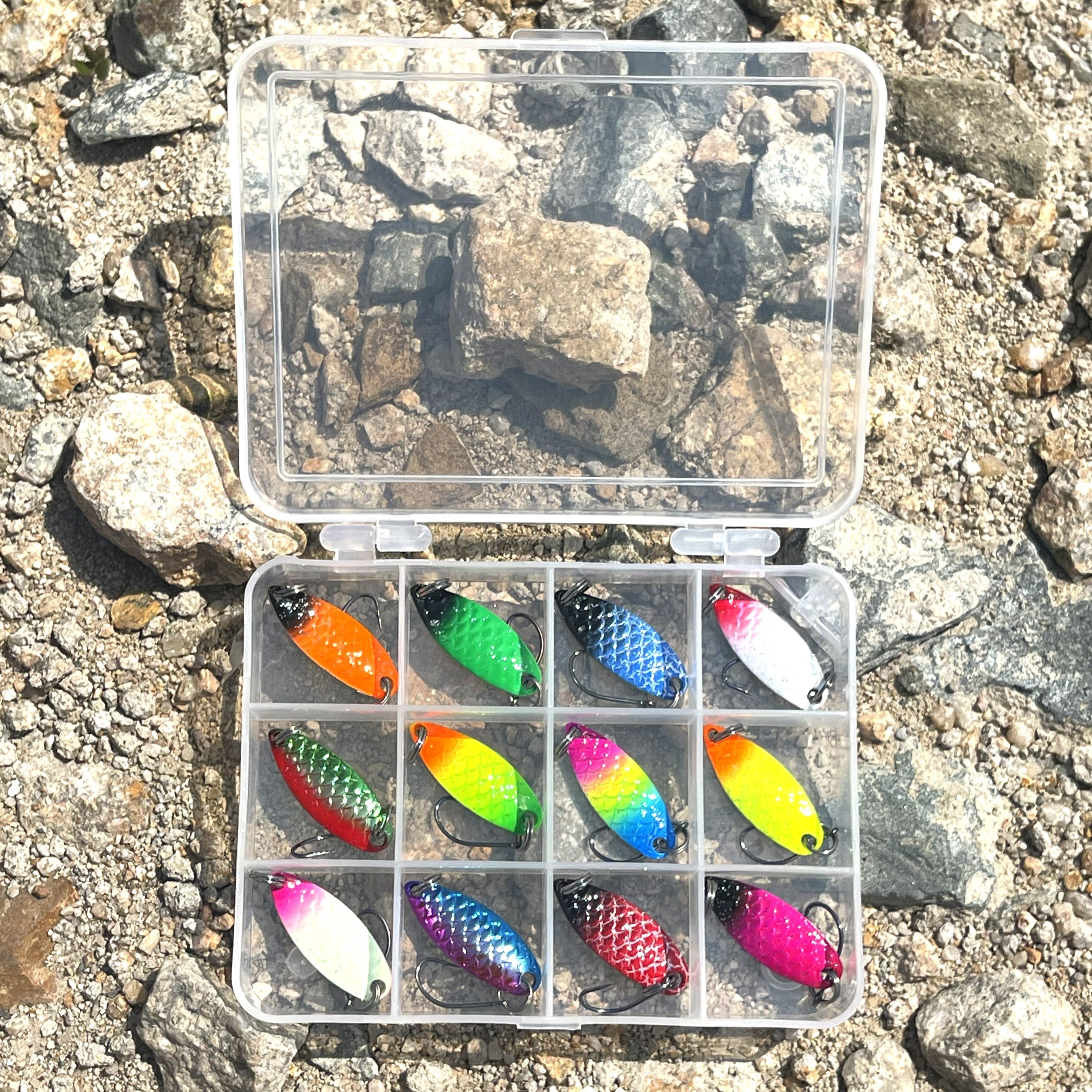 12pcs Colorful Sequin Spoon Shaped Fishing Bait Lure 2.2-2.9g Tackles