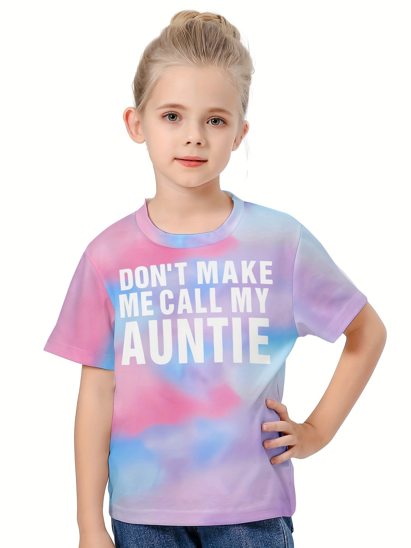 Kids Tie Dye T-shirt with 'Don't Call My Auntie' Print
