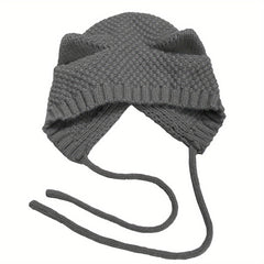 Cartoon Cat Ear Beanie Knit Hat for Women Men