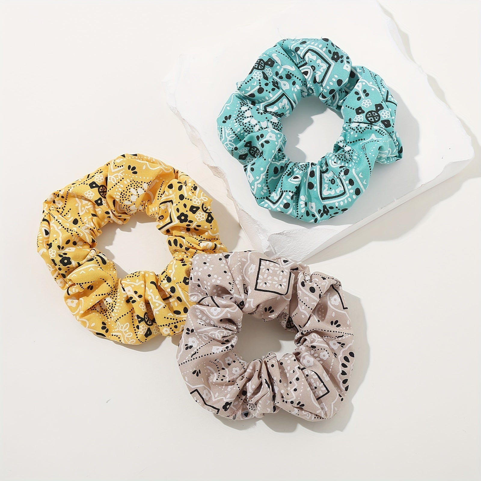 6PCS Paisley Flower Print Hair Tie High Elasticity Headband Hair Accessories