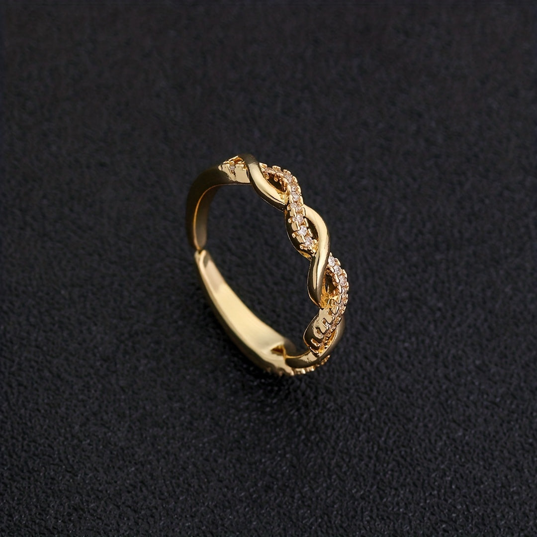 18K Plated Zircon Ring Adjustable Finger Size Jewelry For Men/Women