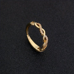 18K Plated Zircon Ring Adjustable Finger Size Jewelry For Men/Women