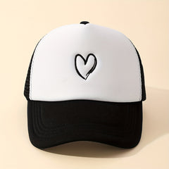 Heart Embroidery Mesh Baseball Cap