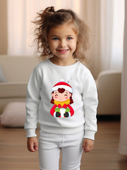 Christmas Girl Graphic Crew Neck Long Sleeve Sweatshirt Kids Clothes