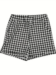  Houndstooth Print Suit Coat & Shorts Set