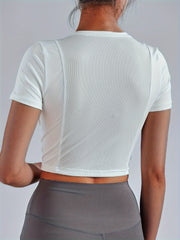 Mesh Breathable T Shirt Fitness Crop Tee Women's Activewear