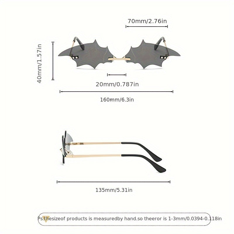 Bat Wings Lens Metal Frame Sunglasses for Christmas Halloween Party