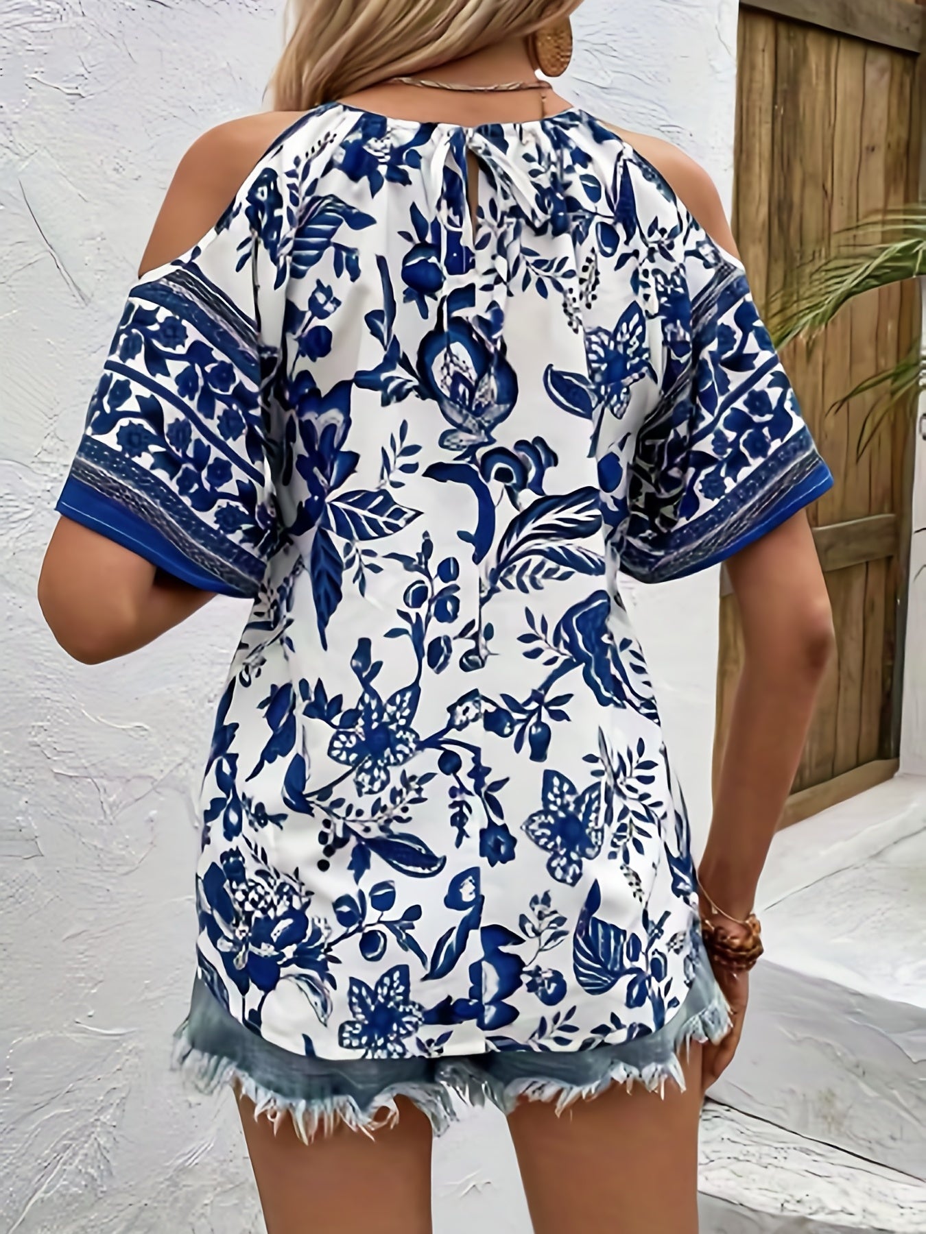 Floral Print Cold Shoulder Cami Top for Summer