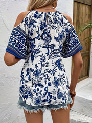Floral Print Cold Shoulder Cami Top for Summer