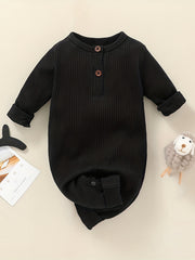 Newborn Boys Knitted Romper Casual Thermal Long Sleeve Jumpsuit Dark Brown