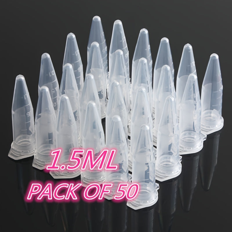 50pcs 1.5ml Micro Plastic Test Tube Centrifuge Vial Snap Cap
