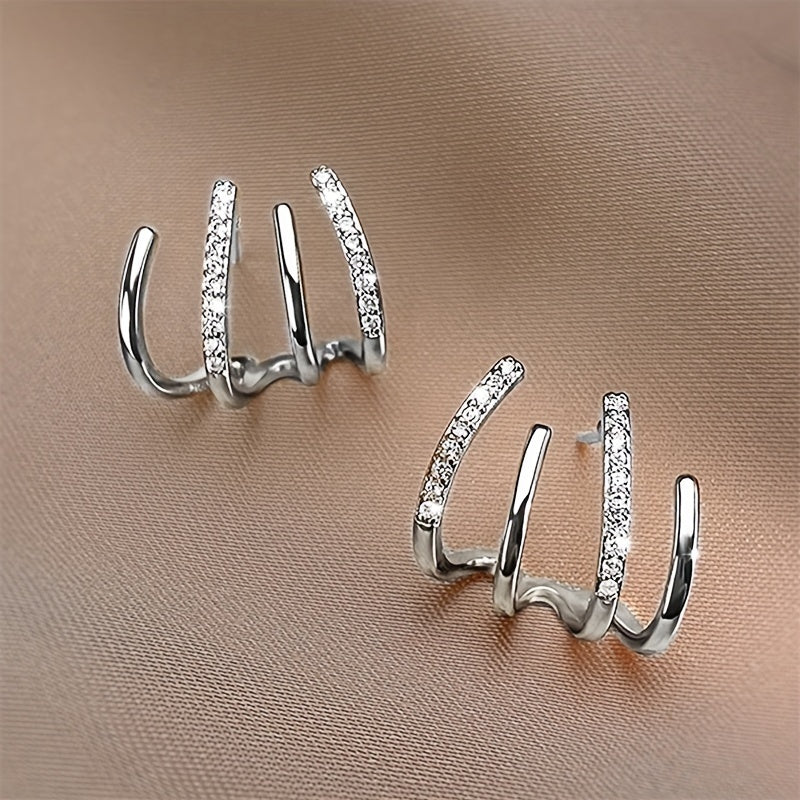 Zircon Inlaid Claw Stud Earrings for Everyday Styling