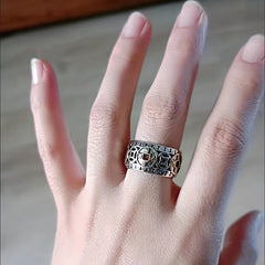 Lucky Five Emperor Copper Money Retro Domineering Ring