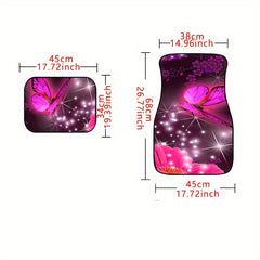 4pcs Pink Butterfly Car Floor Mats - Non-slip Stain Resistant Mats