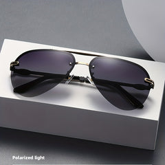 Men's Polarized Rimless Metal Sunglasses UV Protection