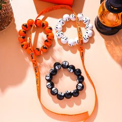4pcs Halloween Bracelet Wooden Bead Skull Element