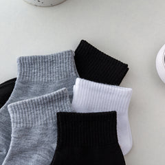 5 Boys Solid Cotton Socks