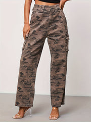 Women's Plus Camo High Rise Cargo Trousers