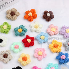 10pcs Crochet Flowers Diy Knitted Woolen Flower Clothing Accessories
