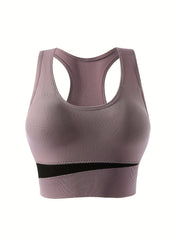Colorblock Wireless Sports Bra Racerback Tank Bra