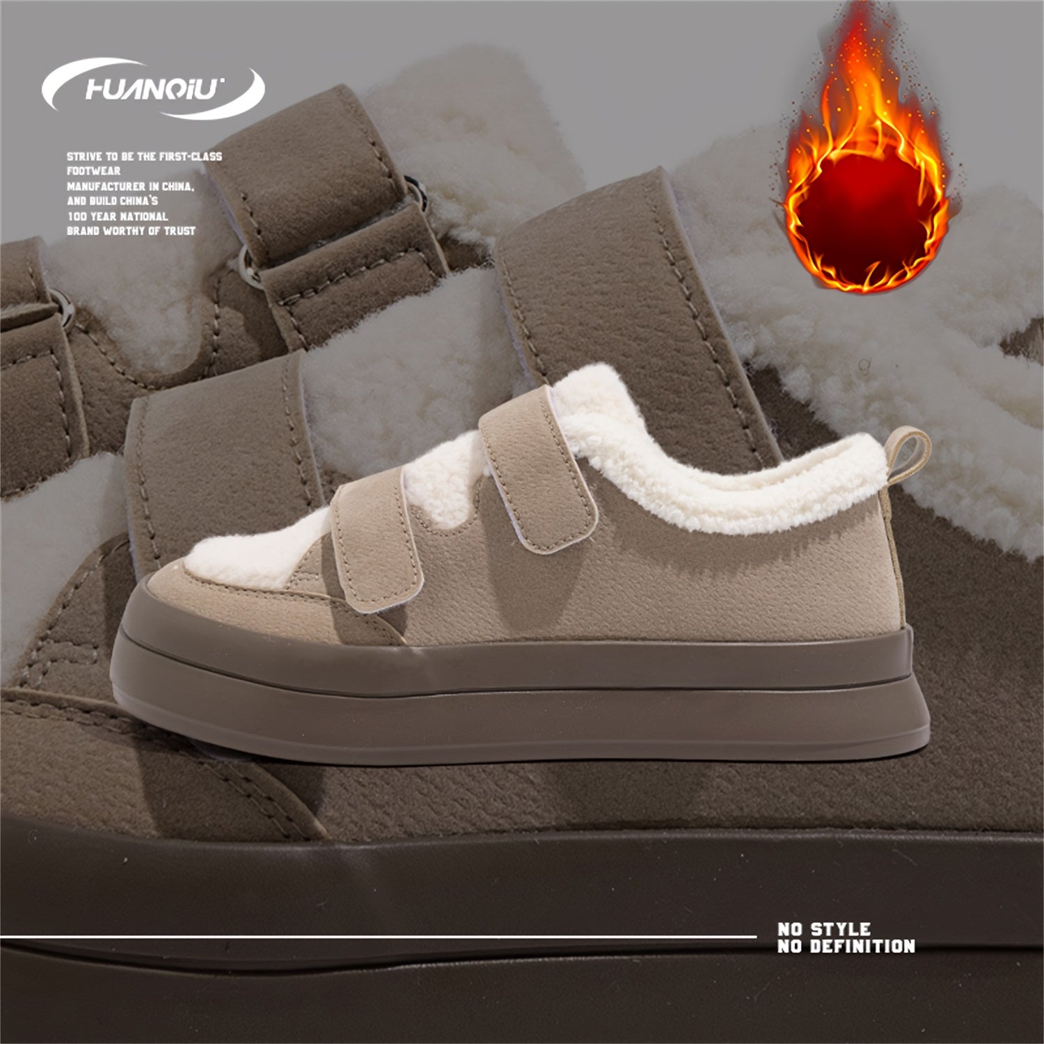 HUANQIU Women's Winter Skate Shoes Plush Inner Non slip Platform Sneakers
