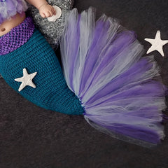 3pcs Baby Purple Mermaid Photo Dress Woolen Woven Costume