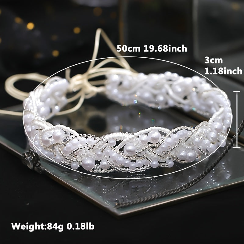 Bride Faux Pearl Hairband Crystal Headband Wedding Headdress Hair Accessories