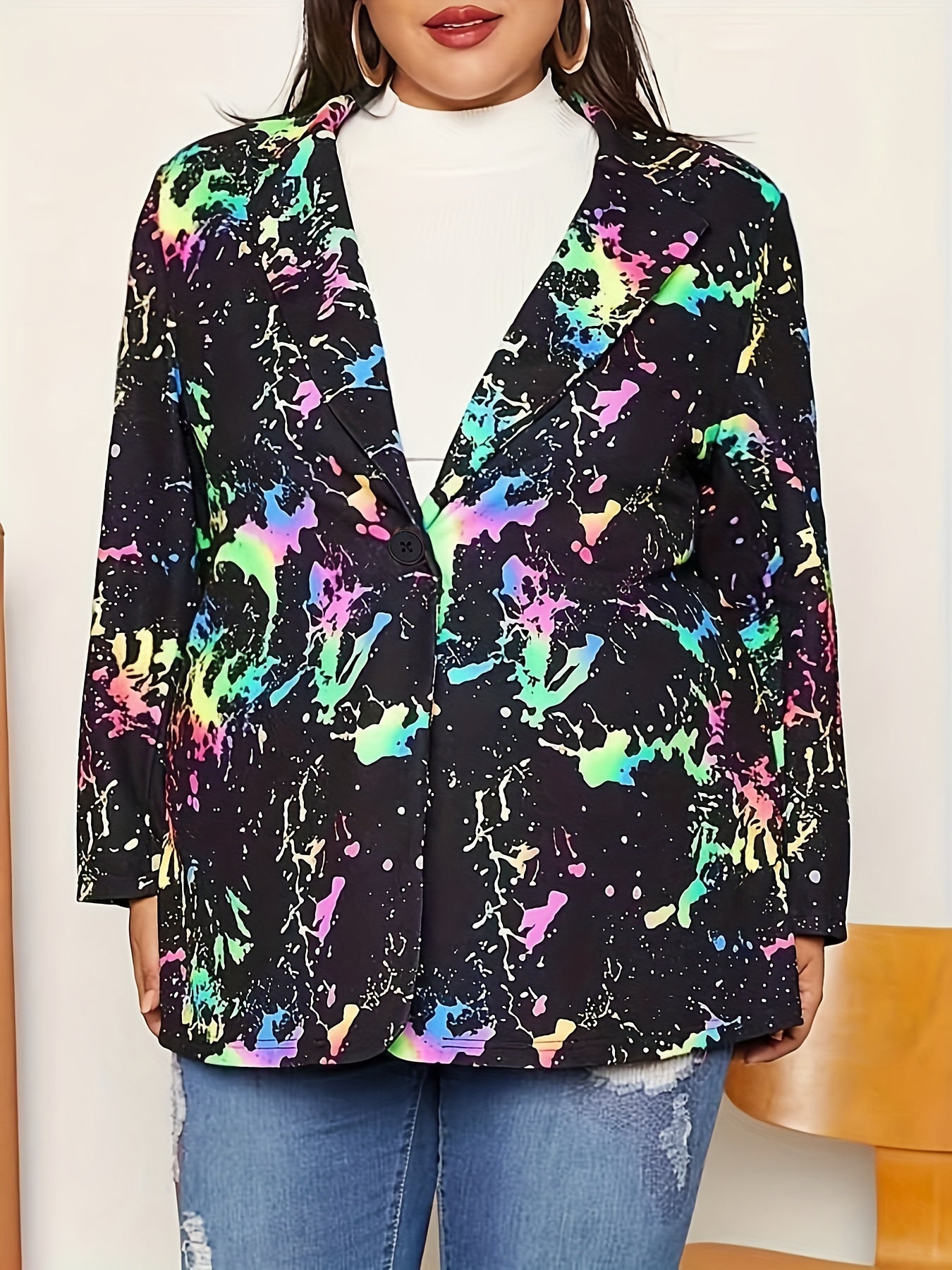  Splash Painting Print Blazer
