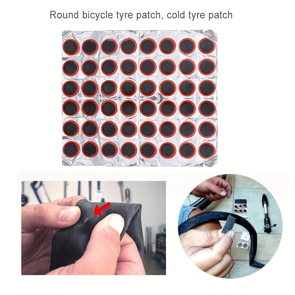 48pcs Circular Bike Tire Repair Films Inner Tube Cold Repair Cycling Access