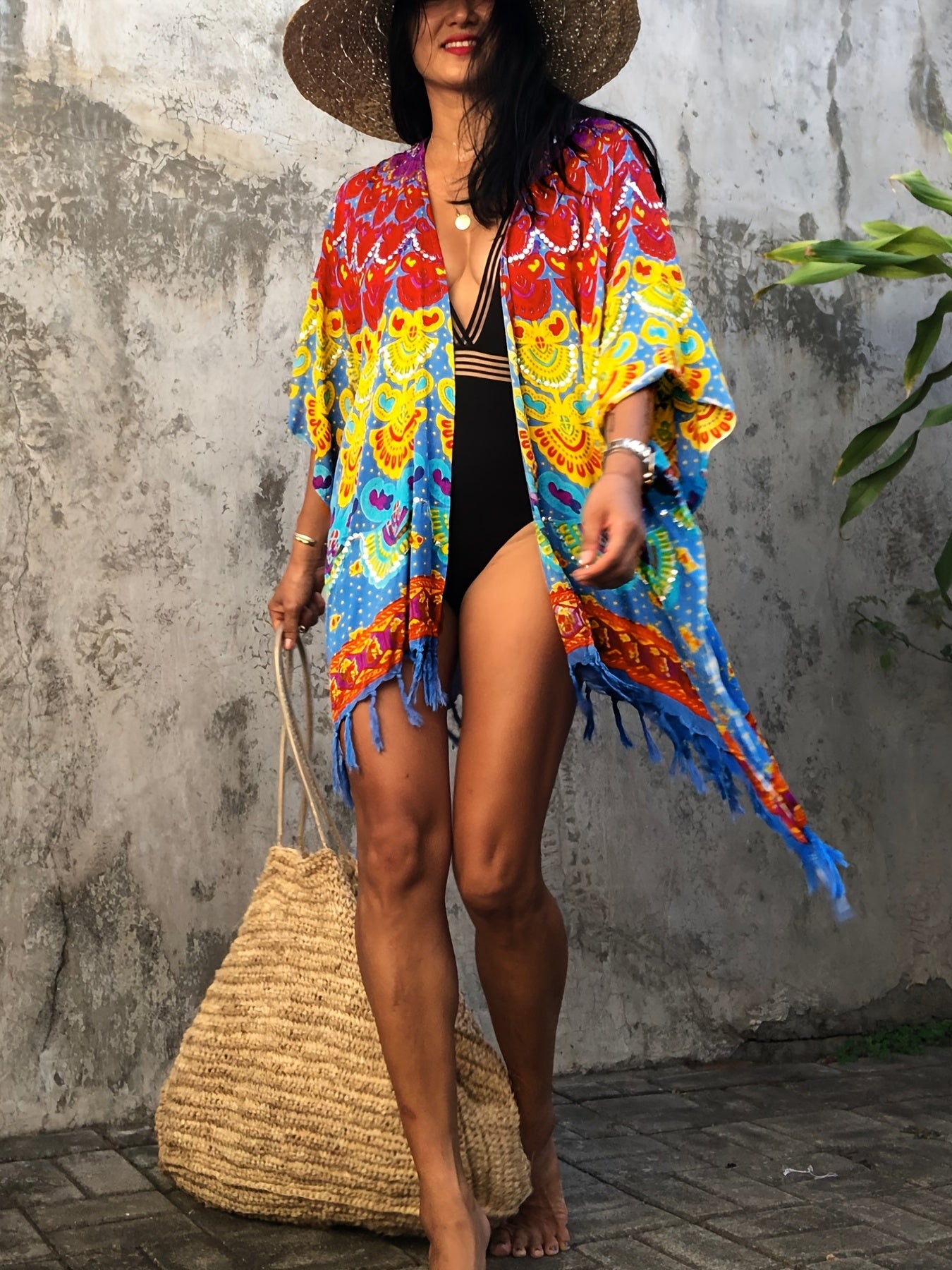 Chiffon Cardigan Blouse with Tassel Decor