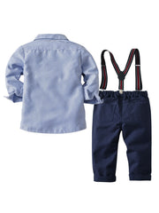 Boys Striped Shirt & Suspender Pants Set