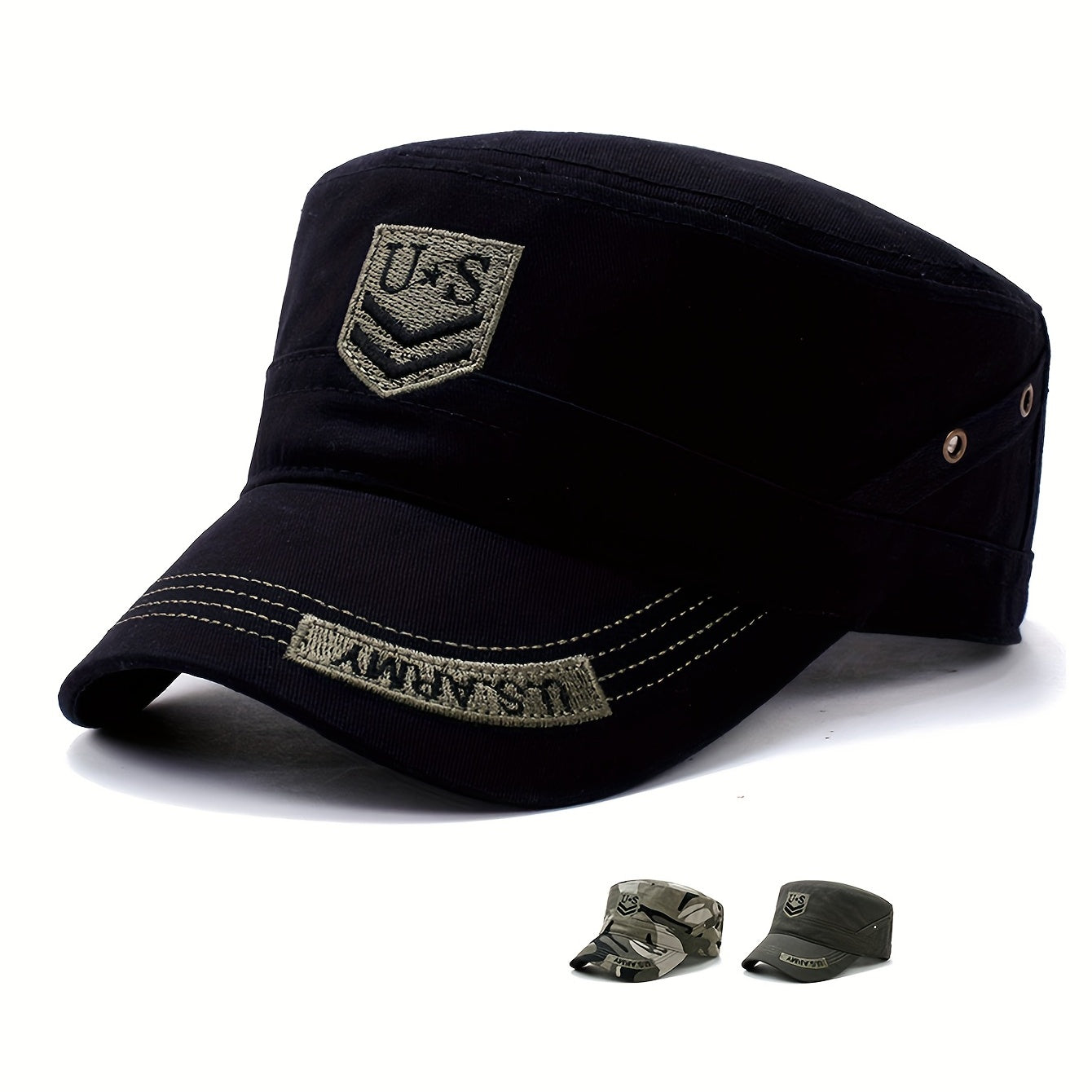 US Army Embroidered Flat Hat Camo Military Flat Cap