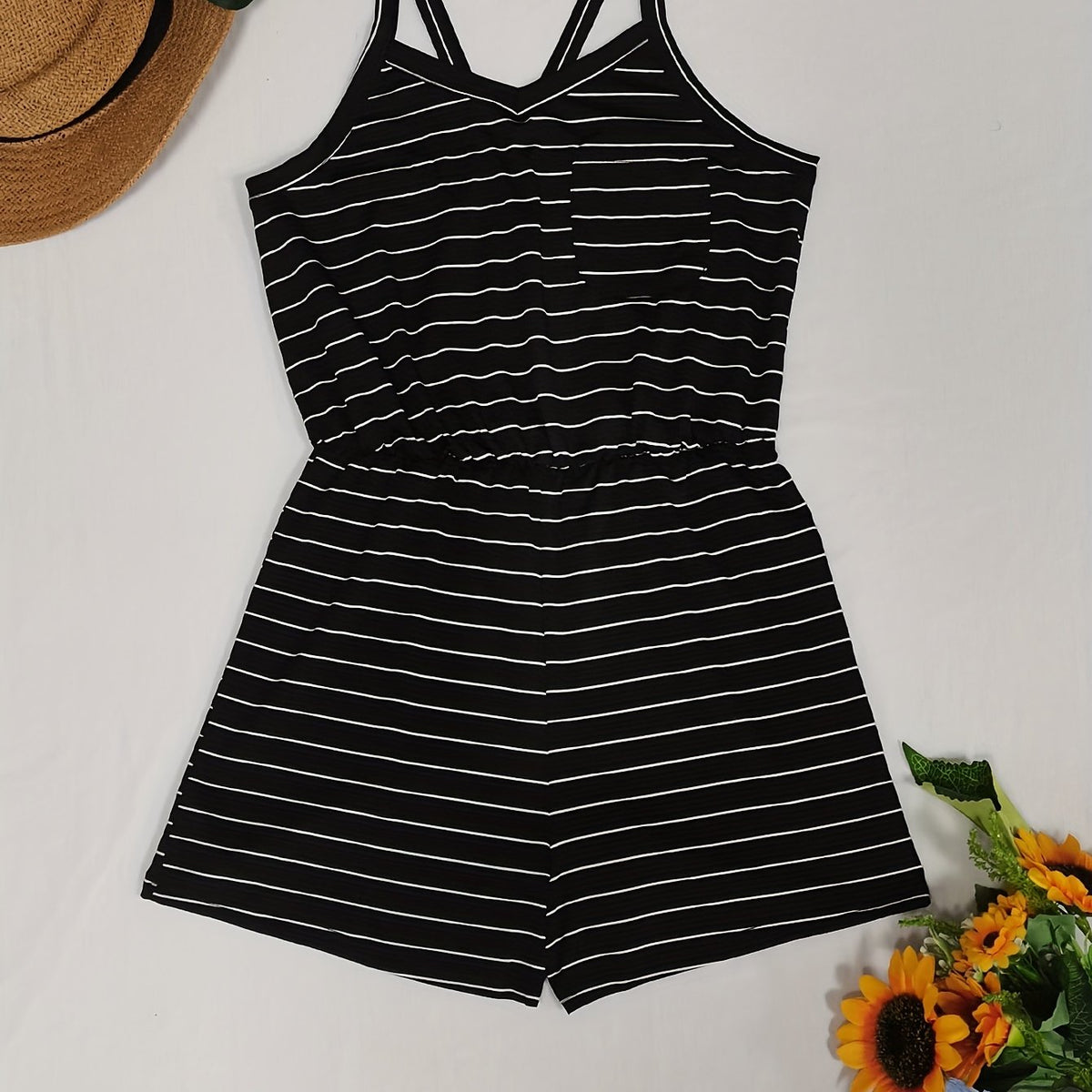 Striped Print Tank Jumpsuit Casual for Summer & Spring
