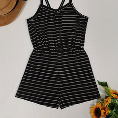 Striped Print Tank Jumpsuit Casual for Summer & Spring