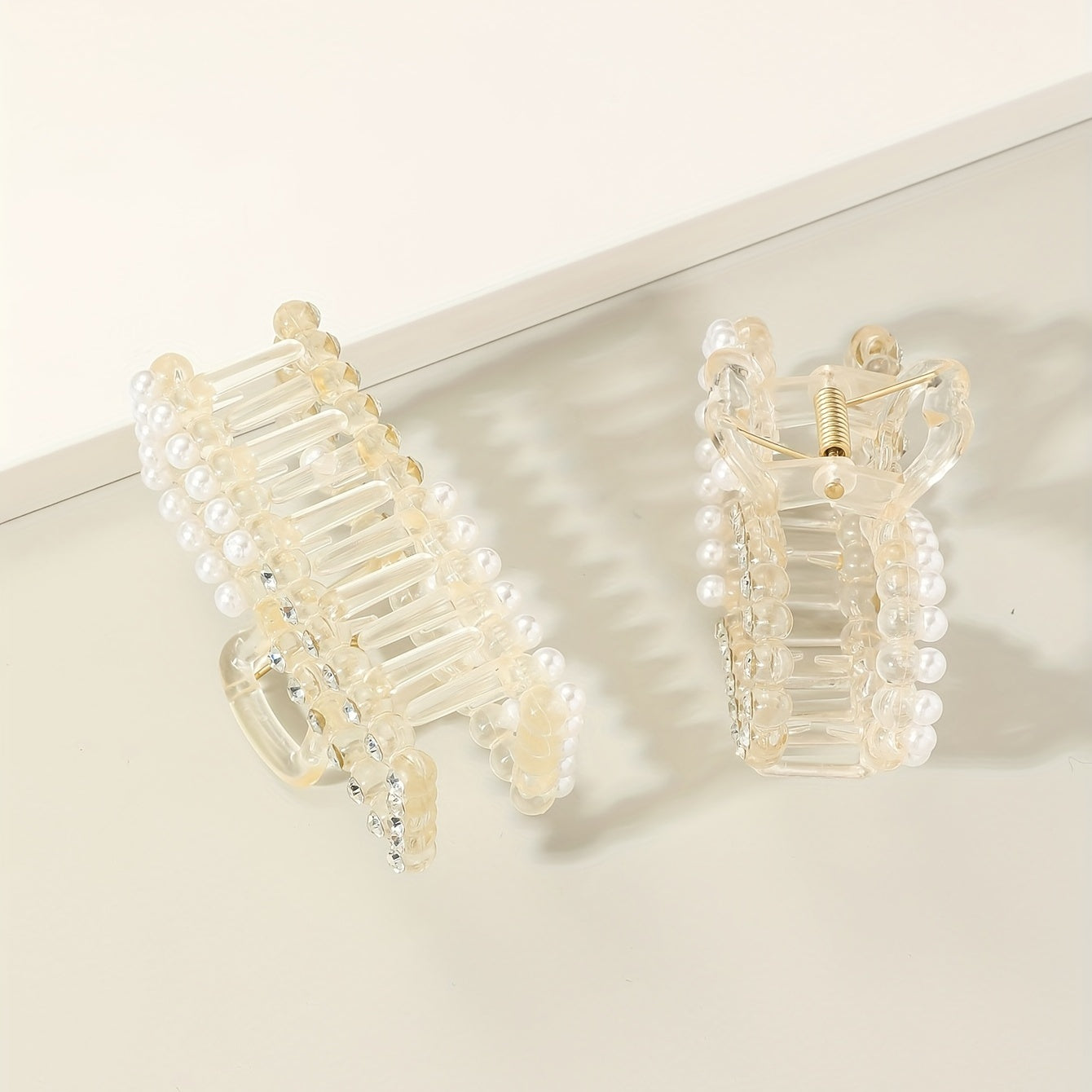 Faux Pearl Rhinestone Hair Claw Clip for Women
