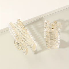 Faux Pearl Rhinestone Hair Claw Clip for Women