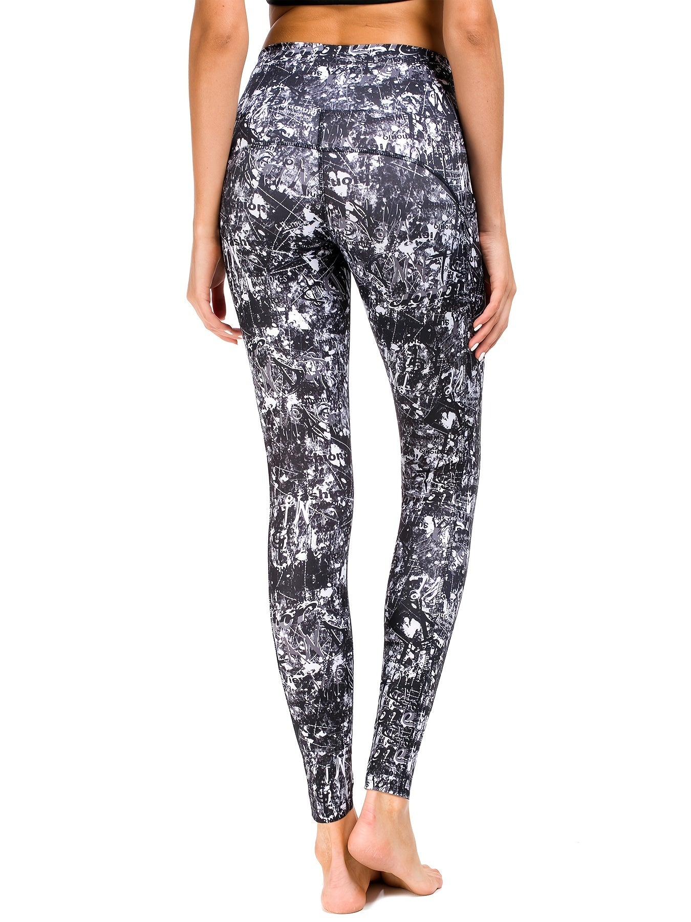 Women's Print High Waist Yoga Pants with Pockets