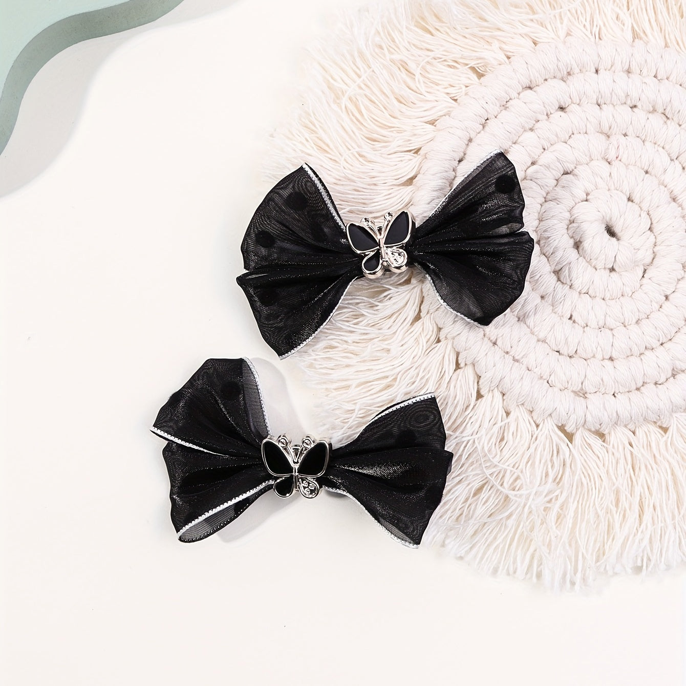 2pcs Mesh Bow Hair Clip Duck Billed Clip for Women Girls
