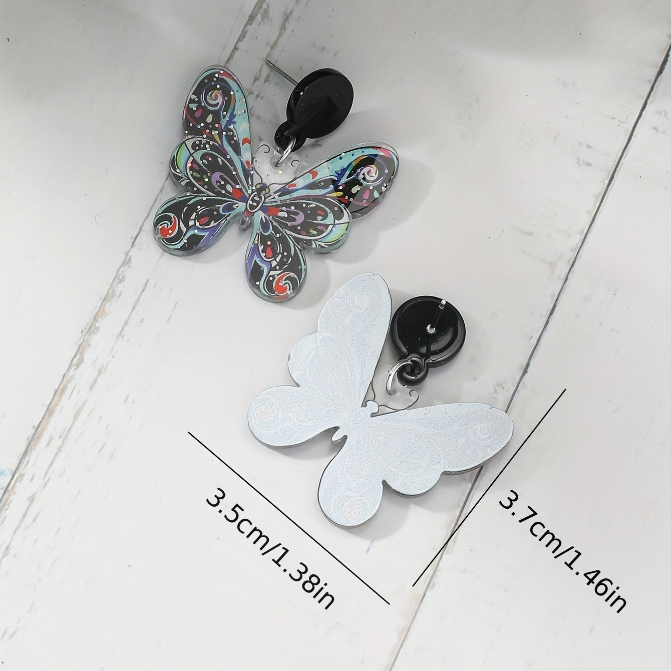 Butterfly Pendant Retro Dangle Earrings Acrylic Jewelry Gift For Women Girls