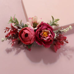 Rose Flower Metal Hair Comb for Summer Beach Vacation
