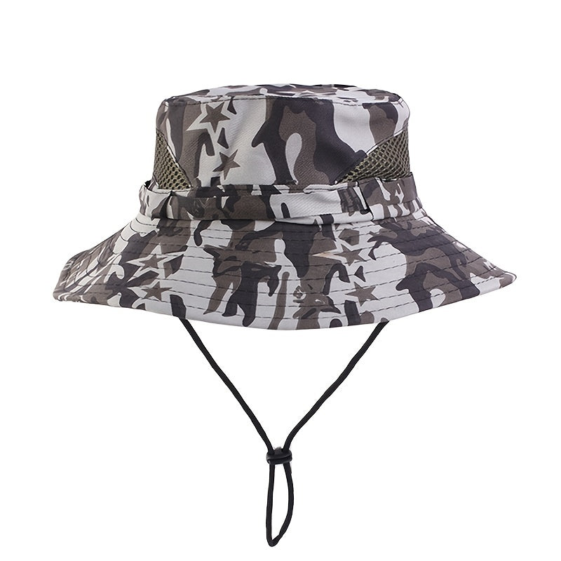 Kids Camo Sunshade Bucket Hat for Outdoor Hiking