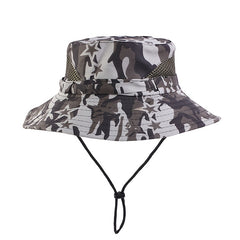 Kids Camo Sunshade Bucket Hat for Outdoor Hiking