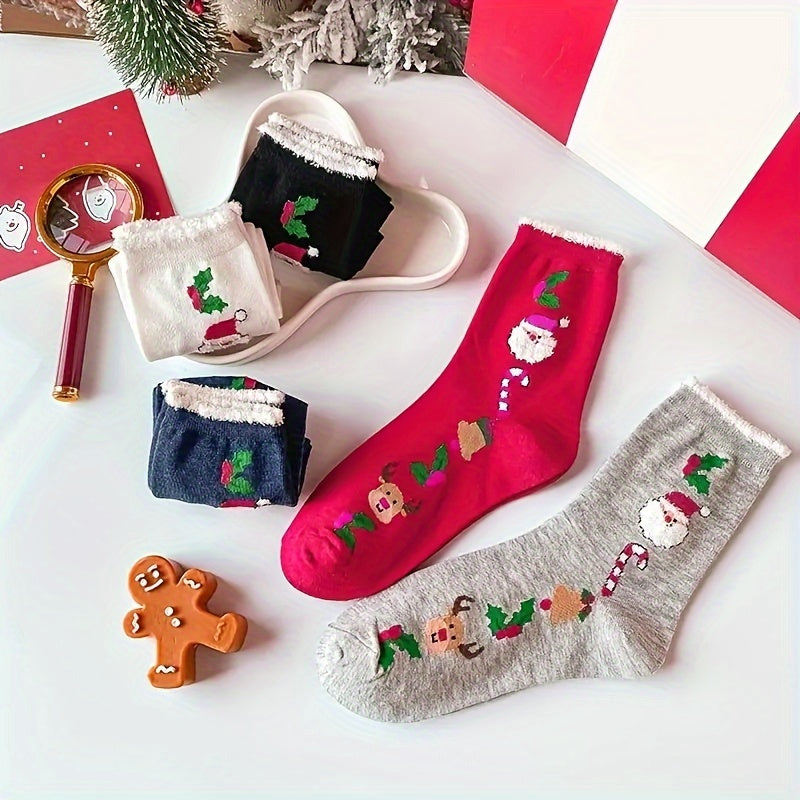 Christmas Socks Mid Tube Fall Winter Santa Socks US6 8