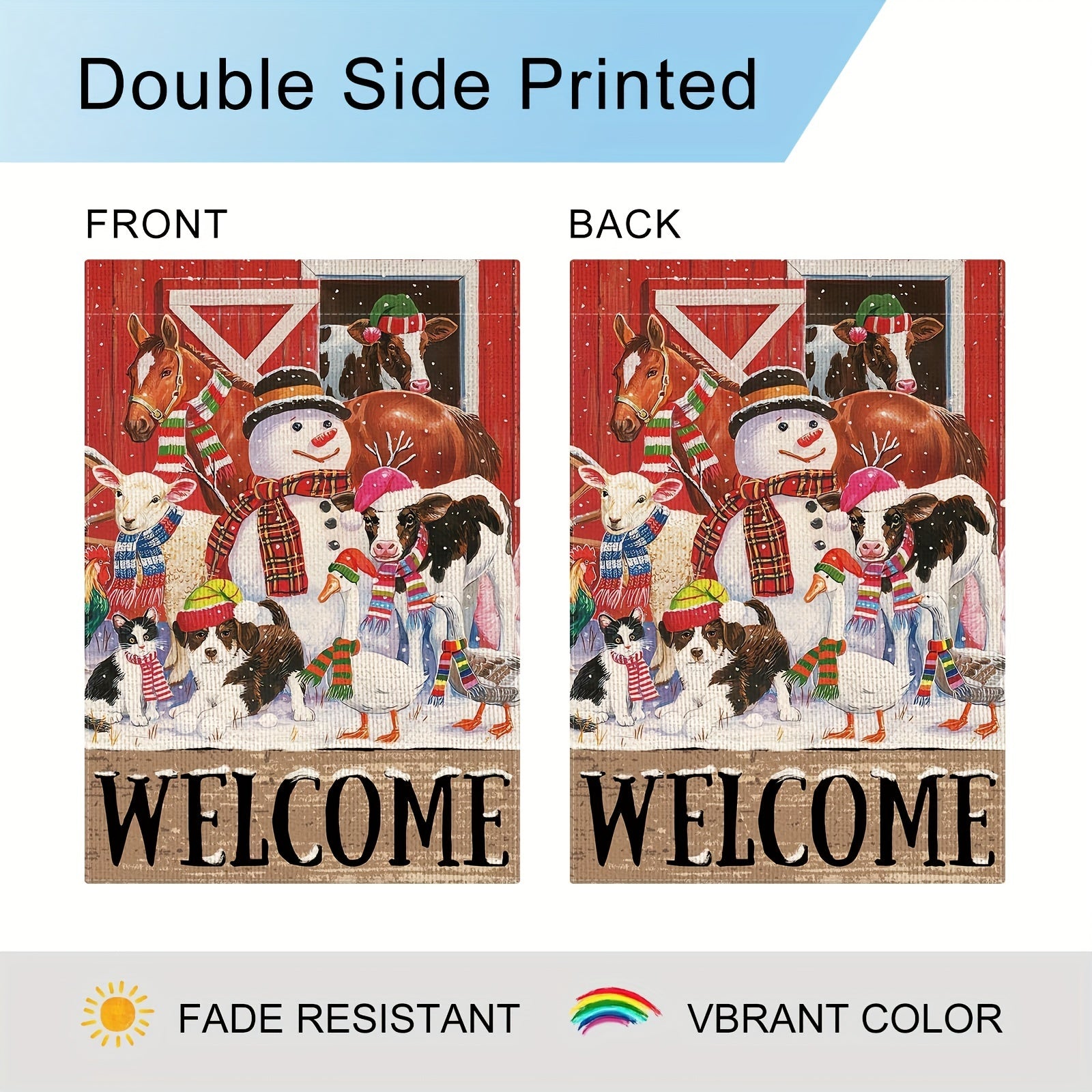 Winter Welcome Snowman Farm Garden Flag
